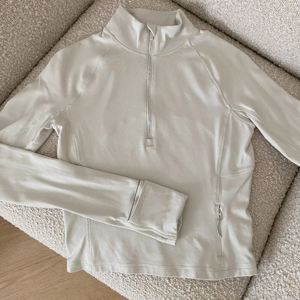 Lululemon It's Rulu Cropped Half Zip *Updated 'Bone' Size XS